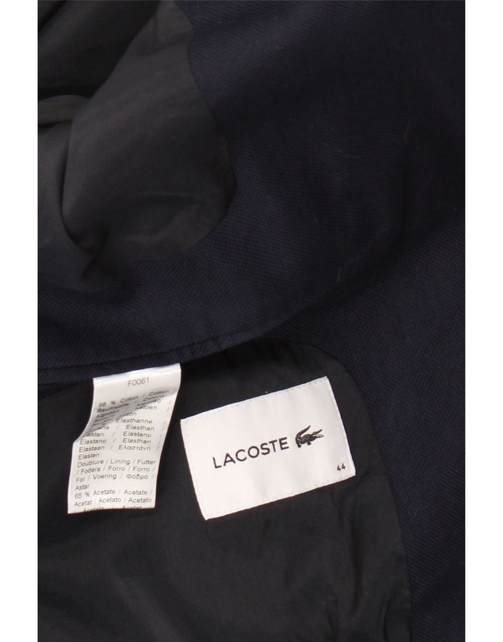 Lacoste Womens 1 Button Blazer Jacket Size 44 Large Navy Blue Cotton