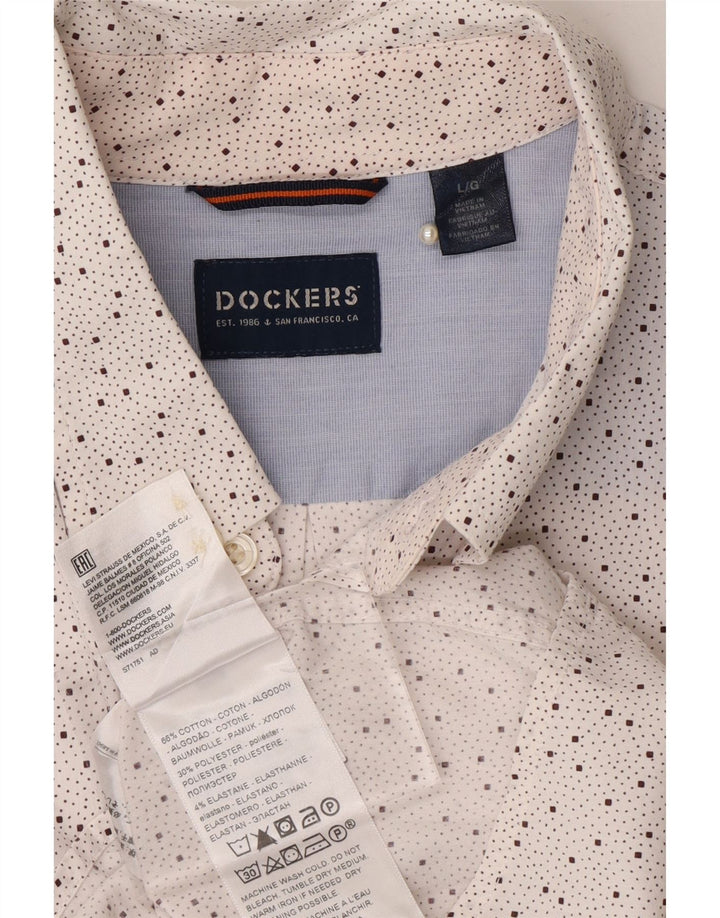DOCKERS Mens Shirt Large White Spotted Cotton Vintage Dockers and Second-Hand Dockers from Messina Hembry 