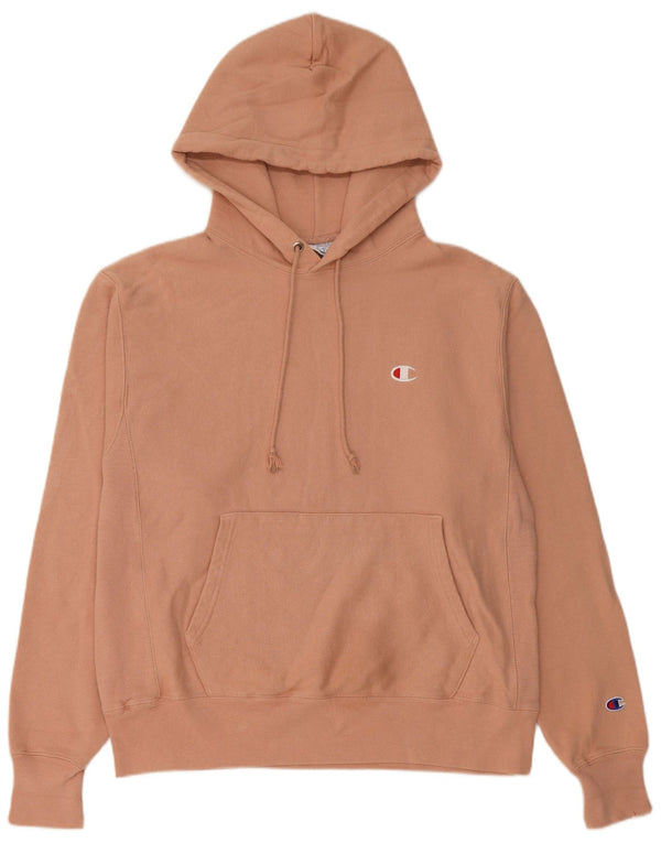 Champion Womens Loose Fit Hoodie Pullover UK 14 Mittelrosa Baumwolle