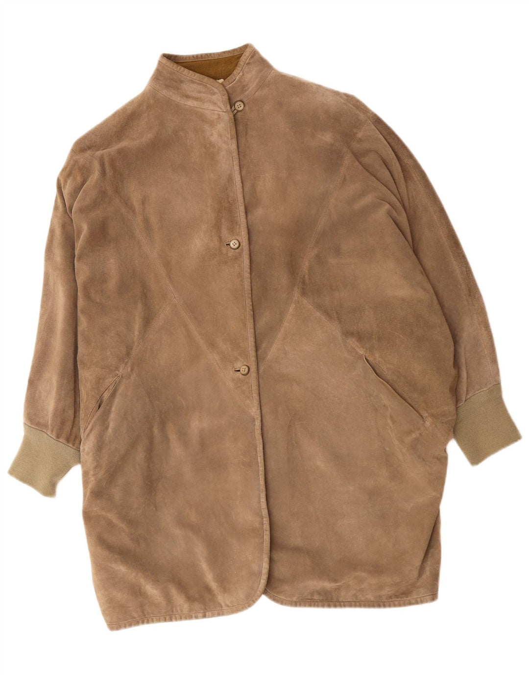 Vintage Womens Oversized Suede Overcoat UK 14 Medium Beige