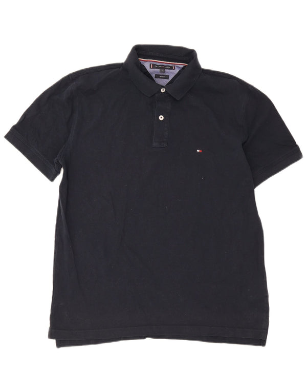 Tommy Hilfiger Mens Regular Fit Polo Shirt Large Navy Blue Cotton