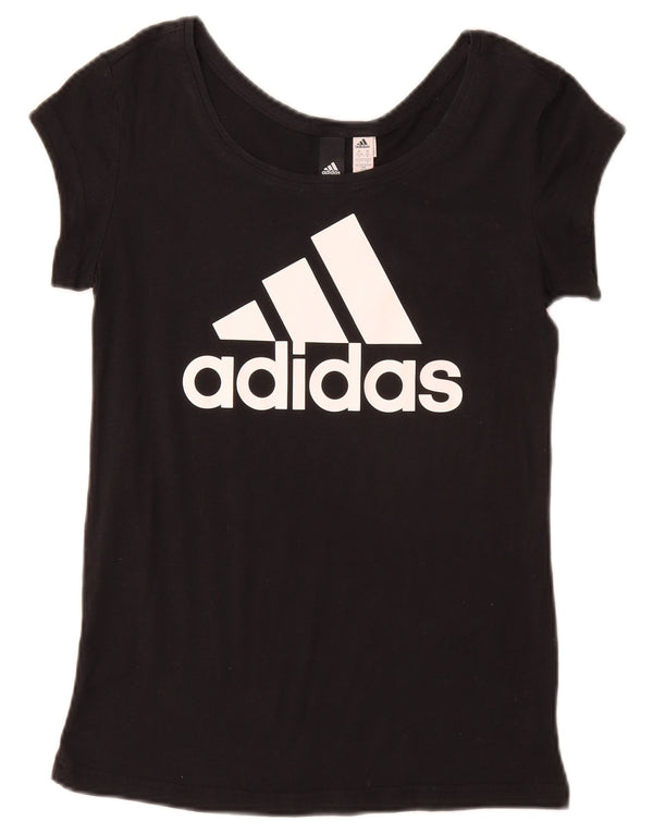 T-shirt grafica da donna Adidas Top UK 4/6 XS cotone nero