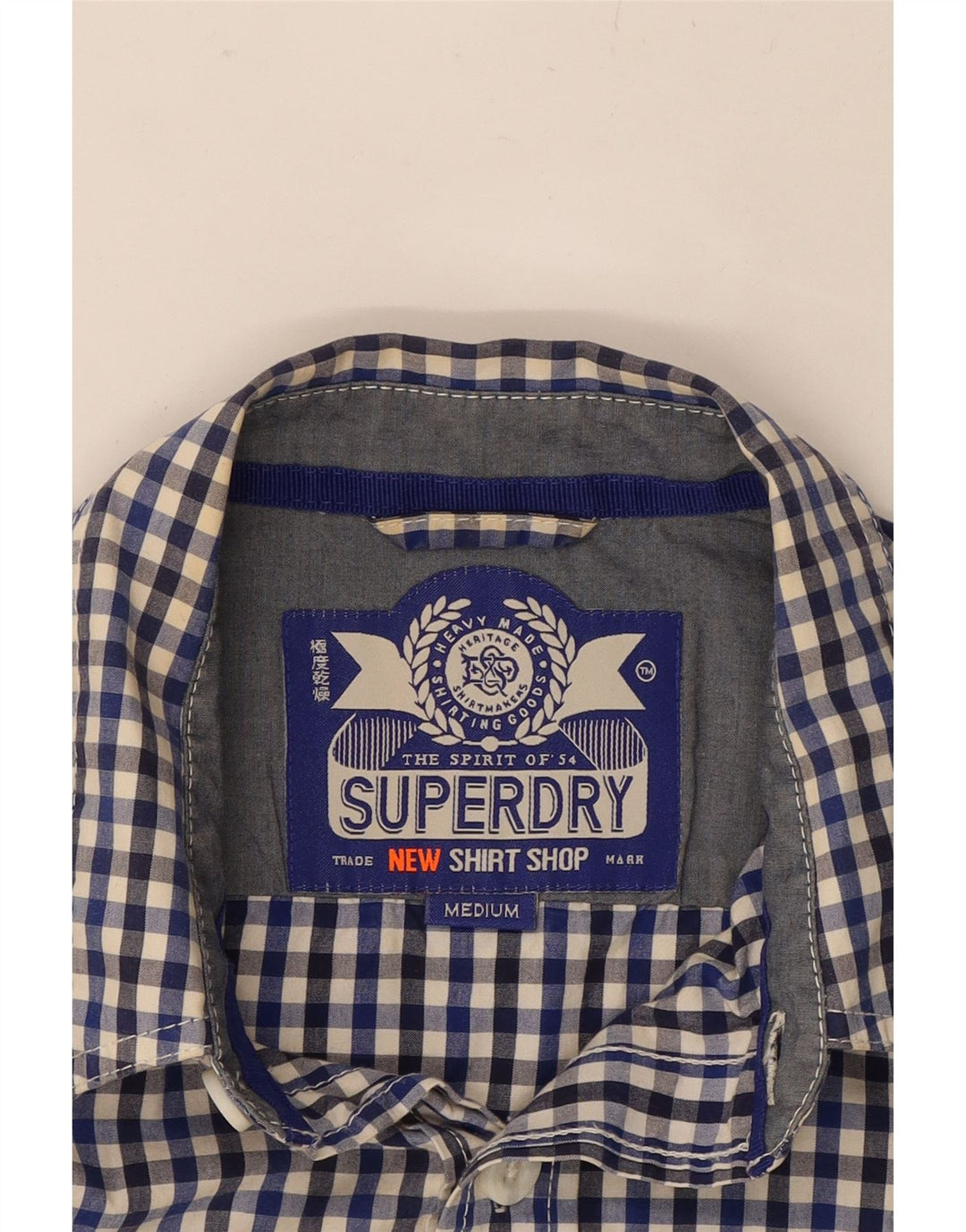 SUPERDRY Mens Shirt Medium Blue Gingham Cotton Vintage Superdry and Second-Hand Superdry from Messina Hembry 