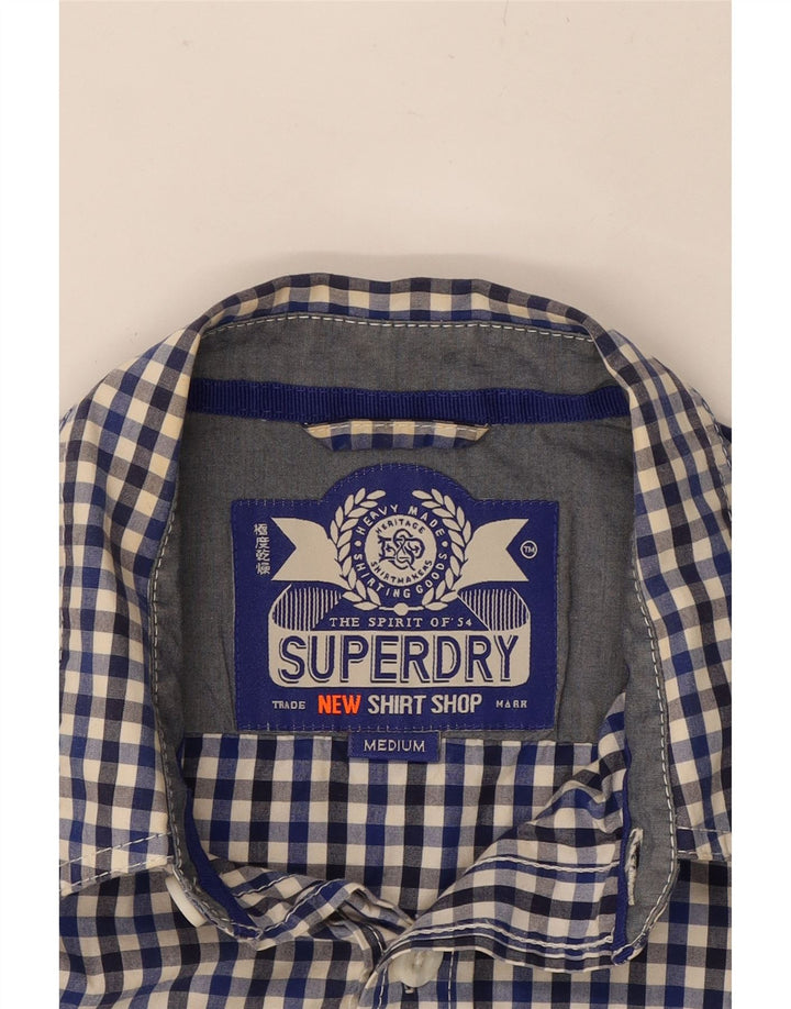 SUPERDRY Mens Shirt Medium Blue Gingham Cotton Vintage Superdry and Second-Hand Superdry from Messina Hembry 