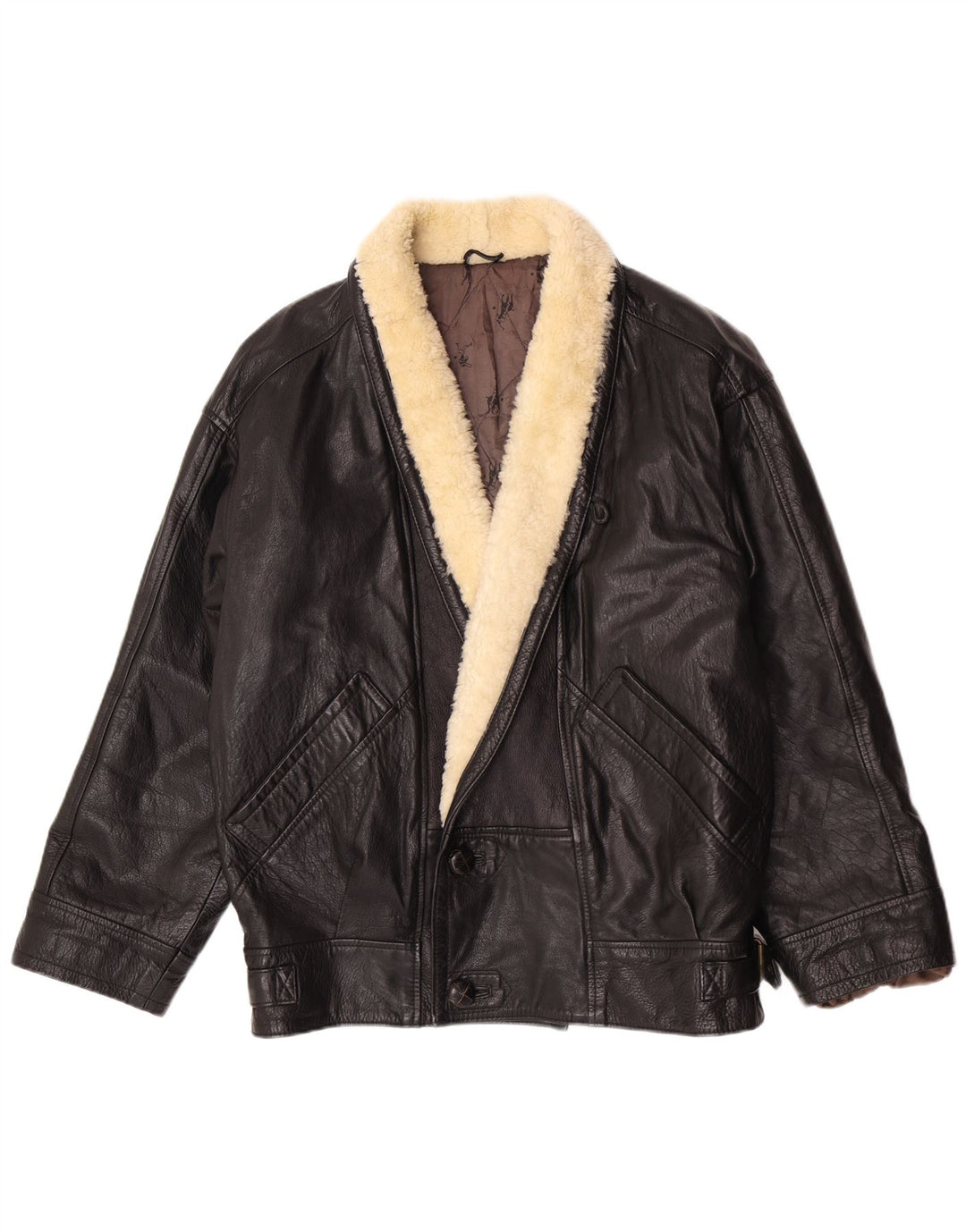 Geacă de piele vintage pentru bărbați IT 50 Medium Black Colorblock