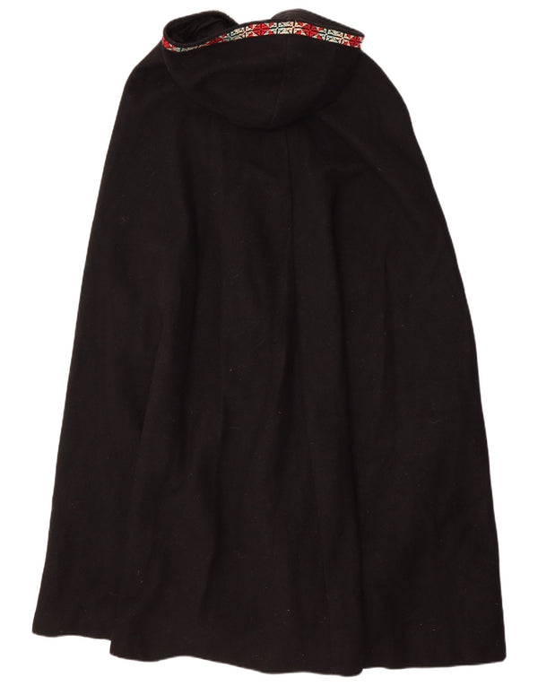 Vintage Womens Hooded Cape Coat One Size Black Geometric