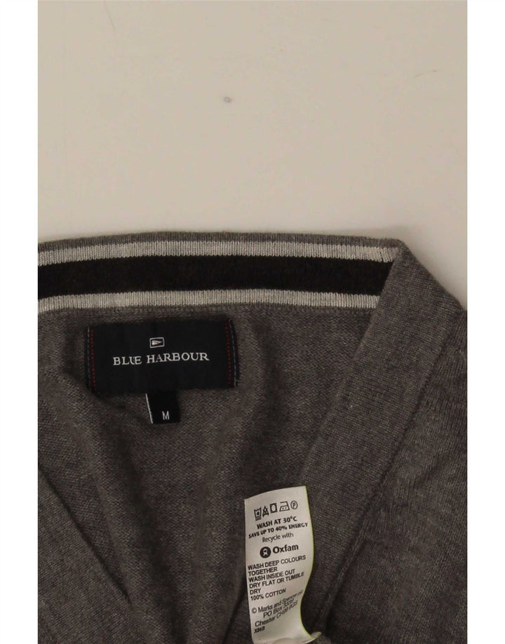 Marks & Spencer Mens Blue Harbour Cardigan Sweater Medium Grey Cotton