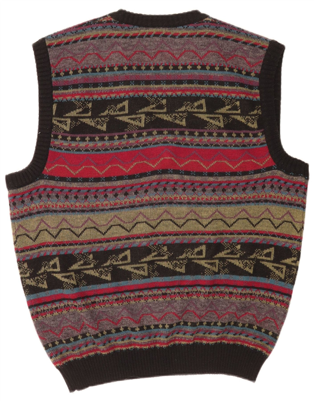 Vintage Mens Vest Tank Top Large Multicoloured Geometric Acrylic