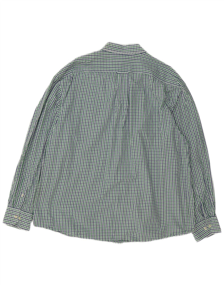 IZOD Mens Shirt 2XL Green Gingham Cotton