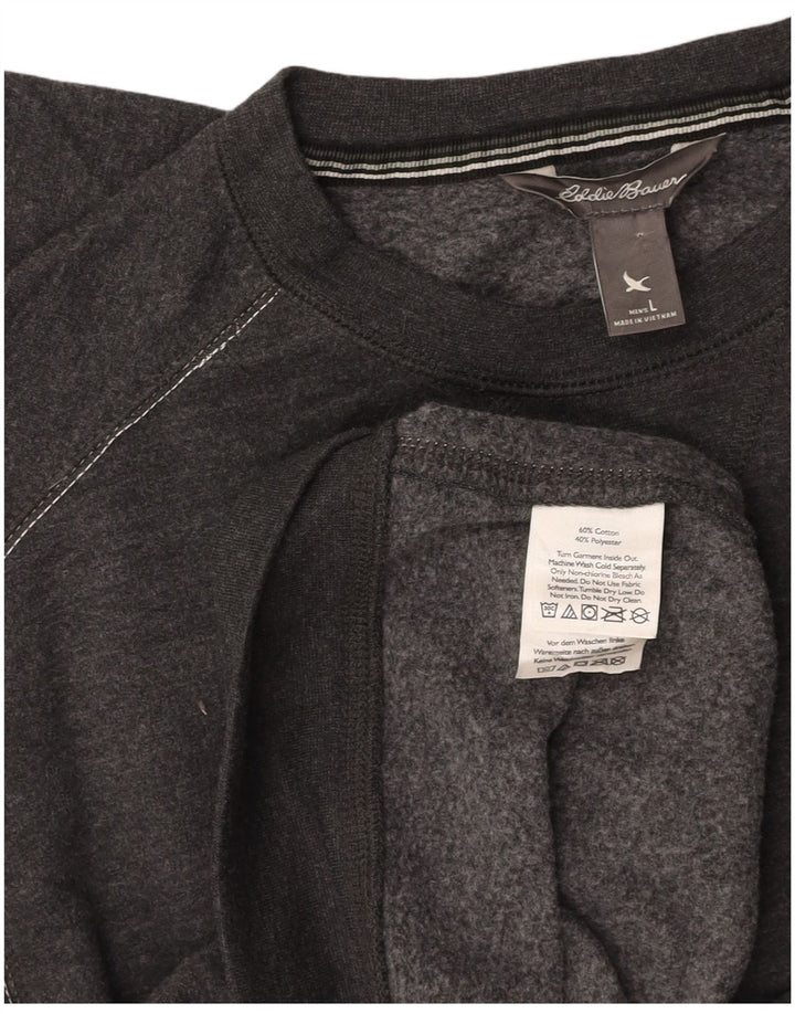 EDDIE BAUER Felpa da uomo Maglione grande in cotone grigio