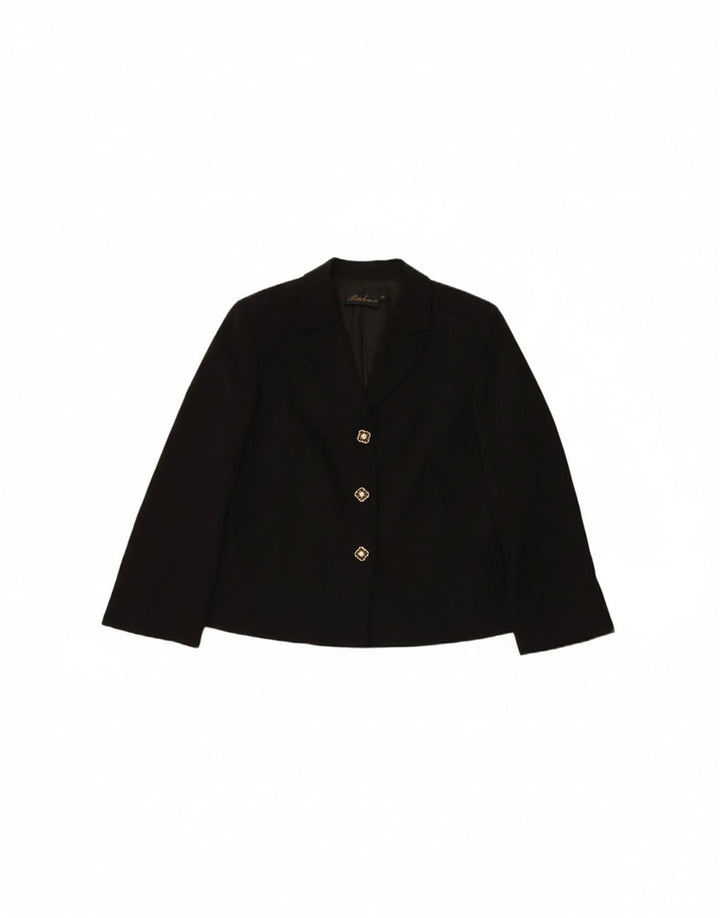 LUISA SPAGNOLI Womens 3 Button Blazer Jacket IT 46 Large Black Polyester Vintage Luisa Spagnoli and Second-Hand Luisa Spagnoli from Messina Hembry 