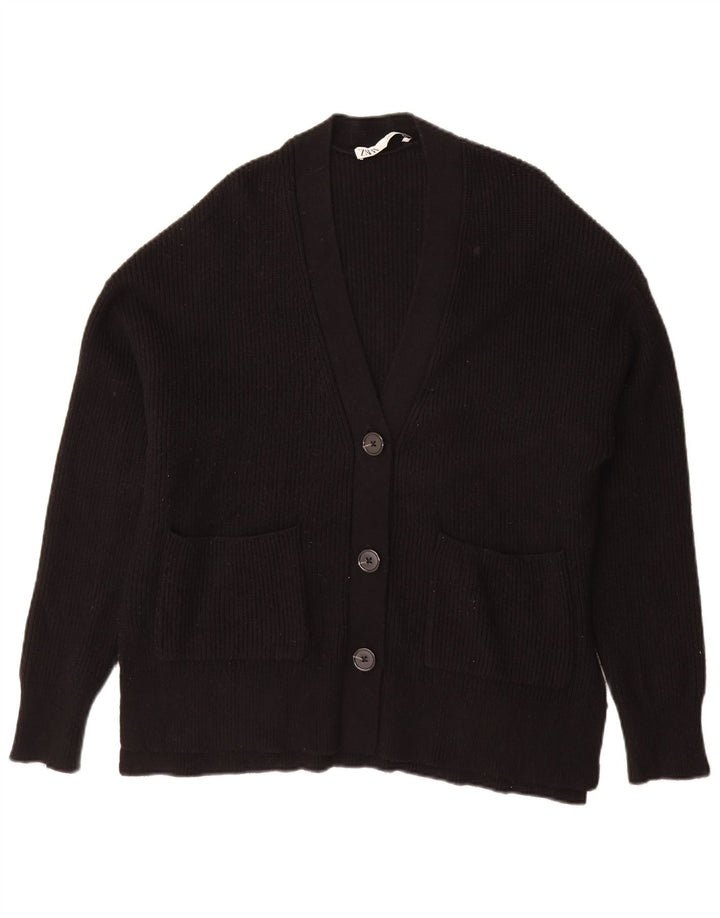 Zara Womens Oversized Cardigan Sweater UK 10 Small Black