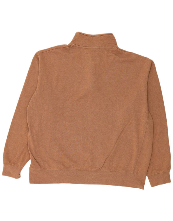 Zara Pull surdimensionné à col zippé pour femme UK 18 XL en coton marron