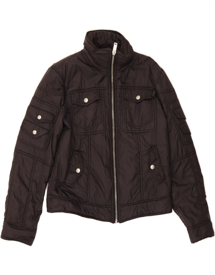 MOSCHINO Womens Hooded Utility Jacket UK 16 Large Black Vintage Moschino and Second-Hand Moschino from Messina Hembry 