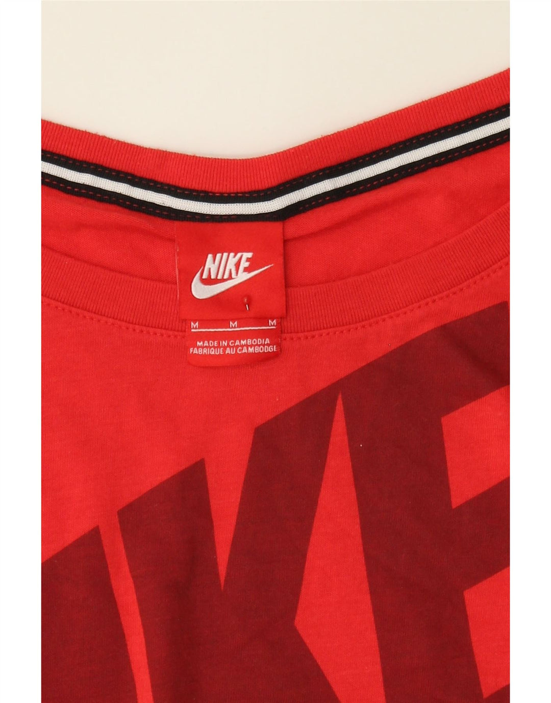NIKE Womens Graphic Top Long Sleeve UK 14 Medium Red Polyester Vintage Nike and Second-Hand Nike from Messina Hembry 