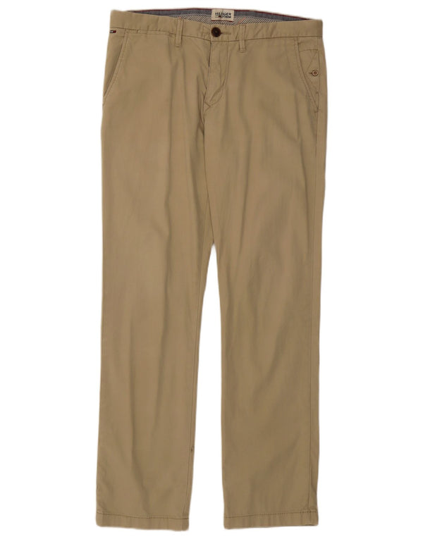 Męskie proste spodnie chino Tommy Hilfiger W32 L32 beżowa bawełna