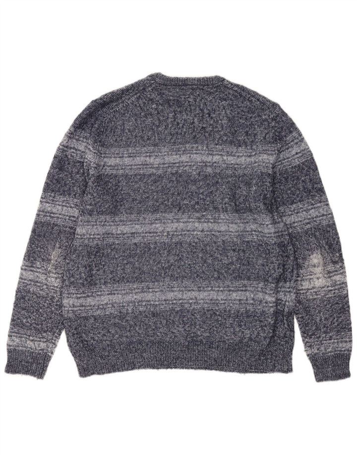 Marks & Spencer Herre sweater med rund hals, stor blå stribet polyester