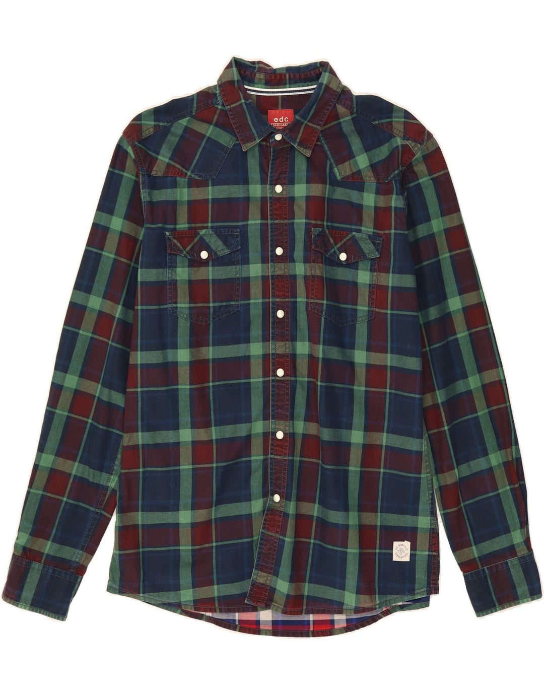 EDC Mens Shirt Large Navy Blue Check Cotton Vintage EDC and Second-Hand EDC from Messina Hembry 
