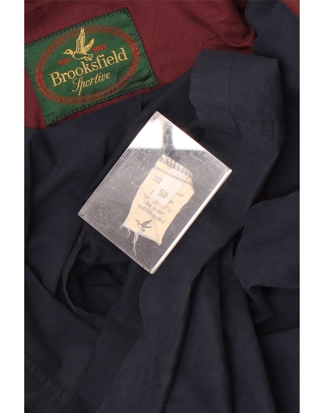 Brooksfield Mens Hooded Utility Jacket IT 50 Large Navy Blue Cotton