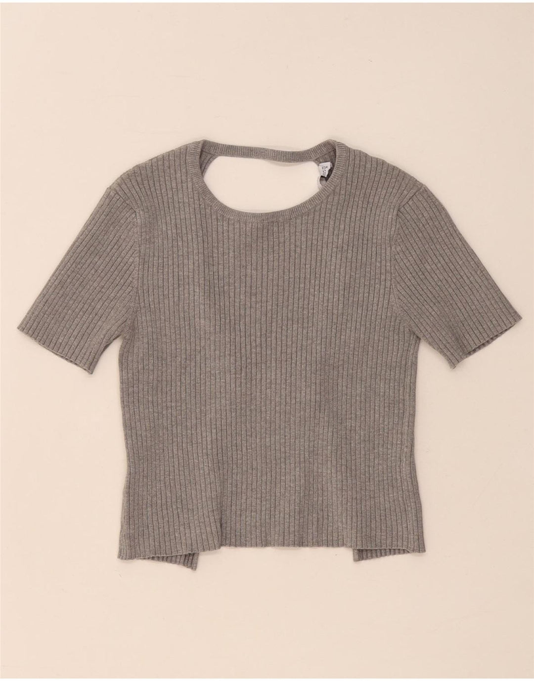 Zara Womens Crop Bluse Top UK 12 Medium Grey