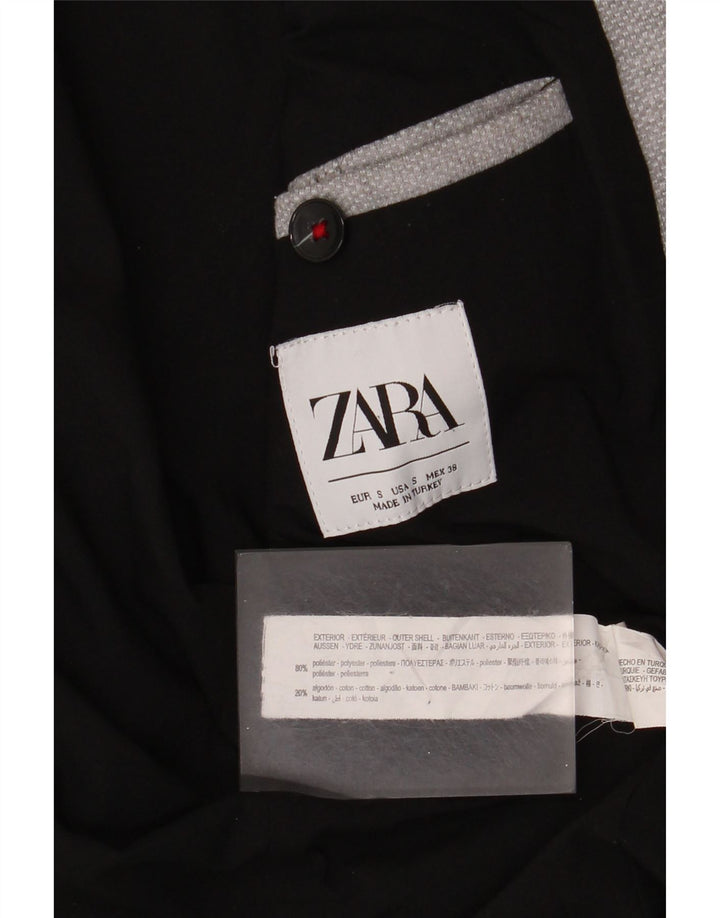 Zara Mens 2 Button Blazer Jacket UK 36 Small Grey Polyester