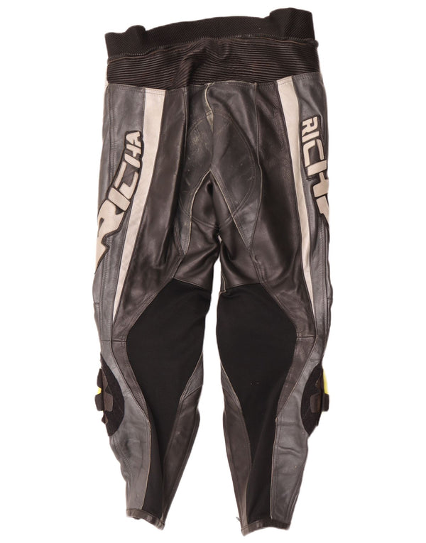 Richa Mens Leather Trousers EU 52 Large W34 L29 Black Colourblock