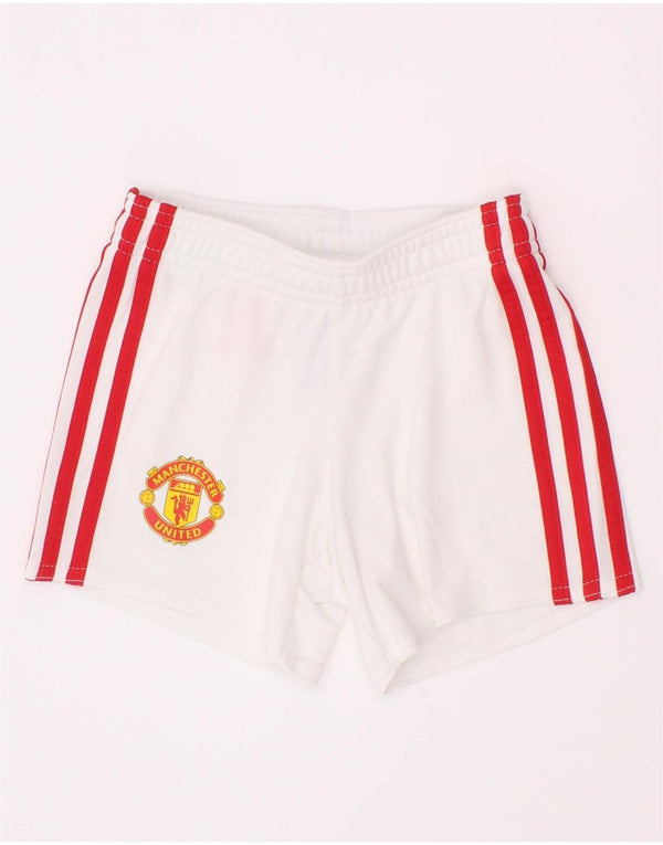 Pantaloncini sportivi Adidas da bambino Manchester United 6-9 mesi in poliestere bianco