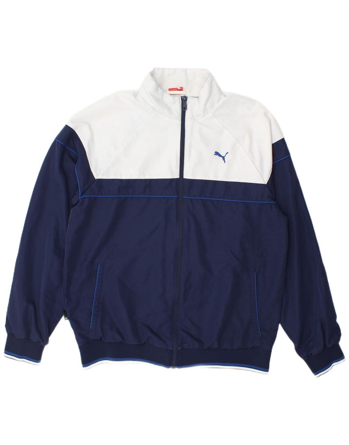 Giacca da tuta da uomo Puma Large in poliestere color block blu navy
