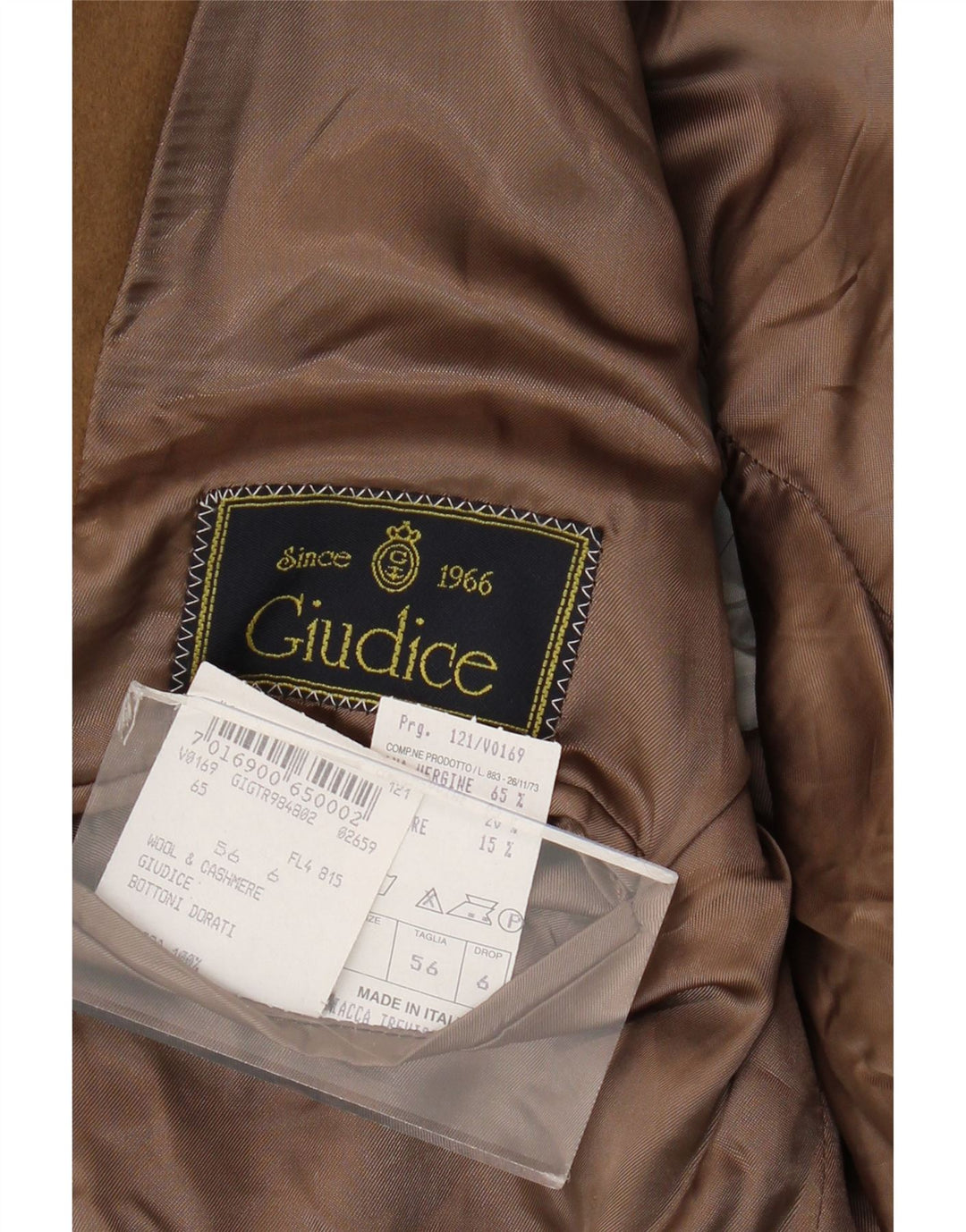 Giudice Herre 2-knaps blazerjakke IT 56 3XL Beige Uld