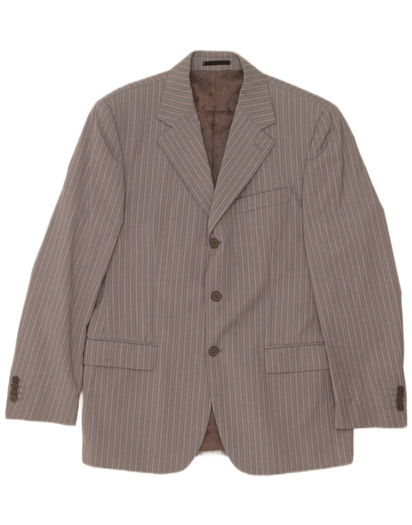 Ferre Mens 3 Button 2 Piece Suit IT 50 Large W34 L33 Grey Striped Viscose