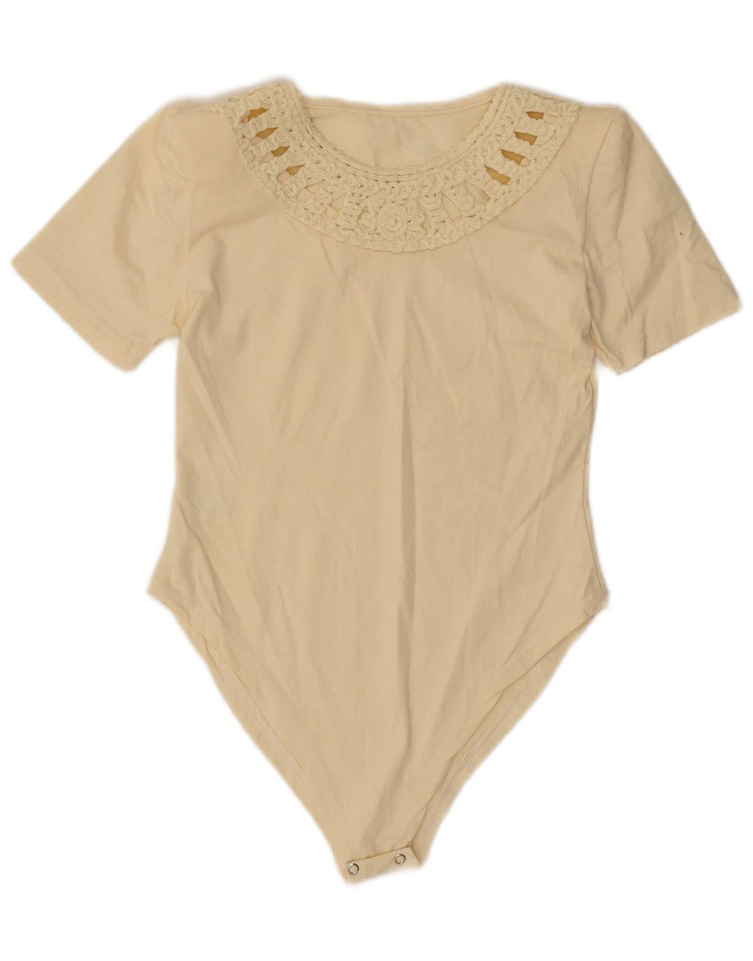 Body da donna vintage UK 10 piccolo cotone beige