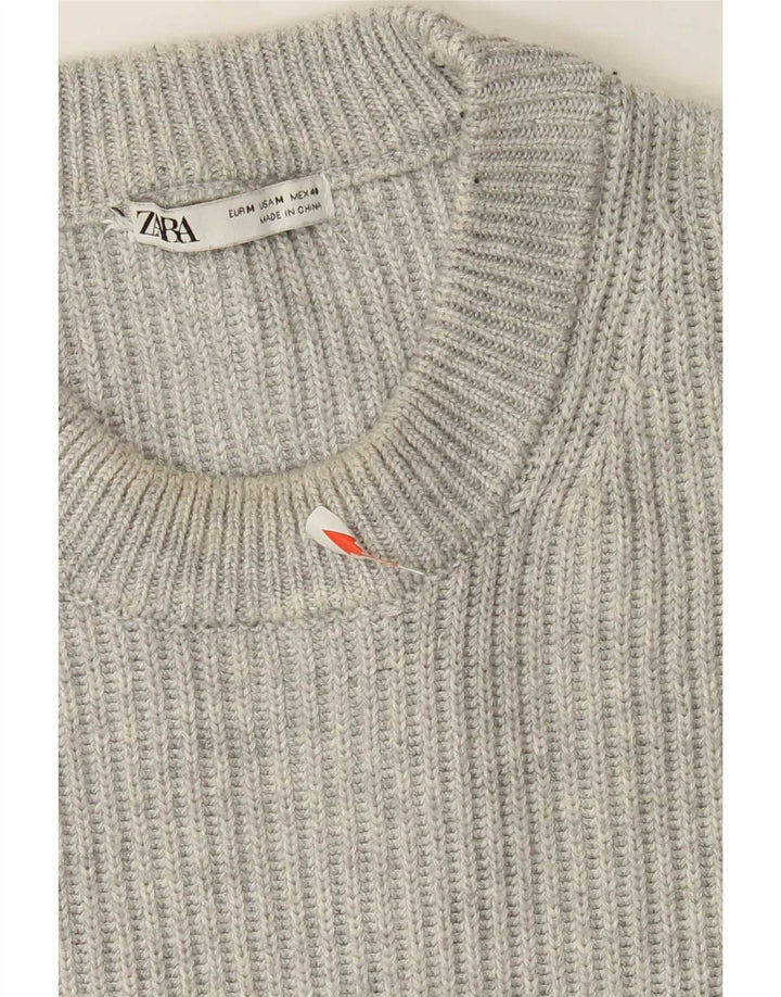 Zara Mens Crew Neck Jumper Sweater Medium Grey Polyester