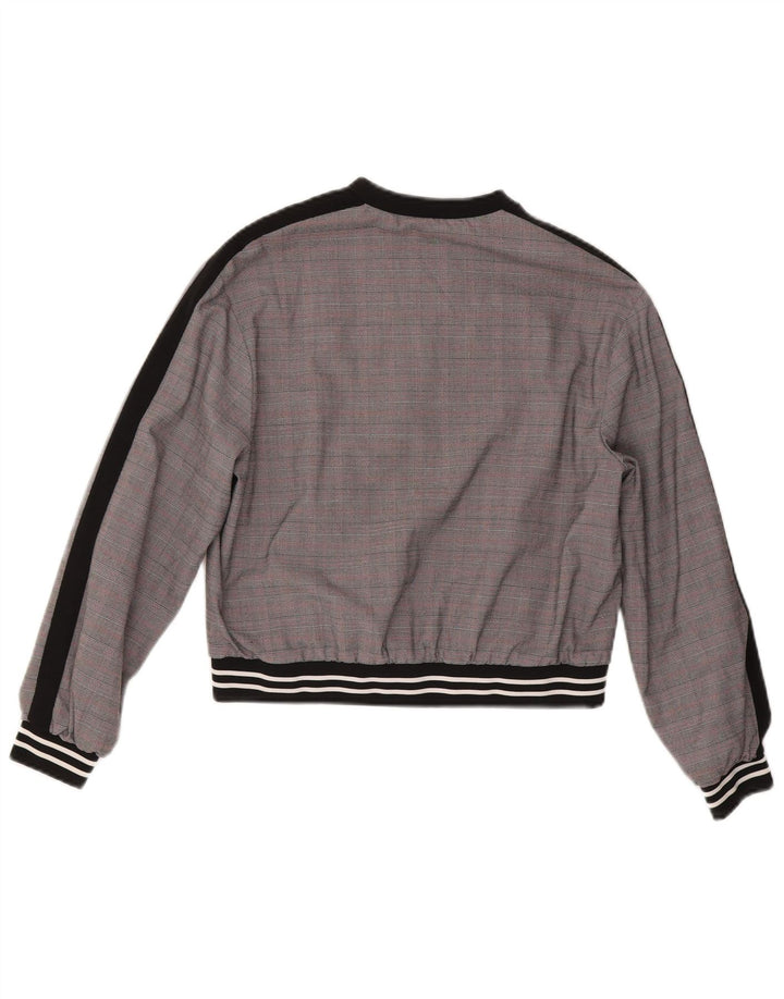 ZARA Womens Bomber Jacket UK 12 Medium Grey Houndstooth