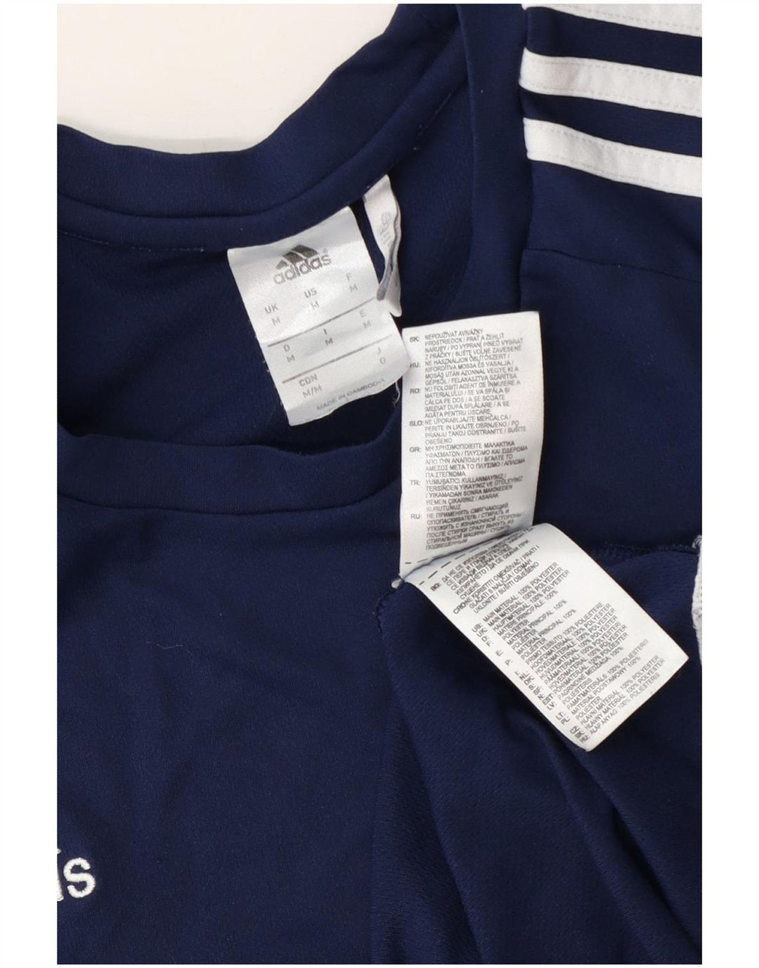 Adidas Mens Climalite T-Shirt Top Medium Navy Blue Colourblock Polyester