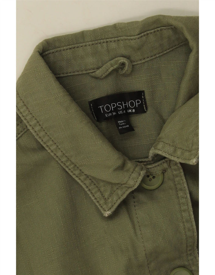 Topshop Womens Utility Jacket UK 8 Small Khaki Cotton