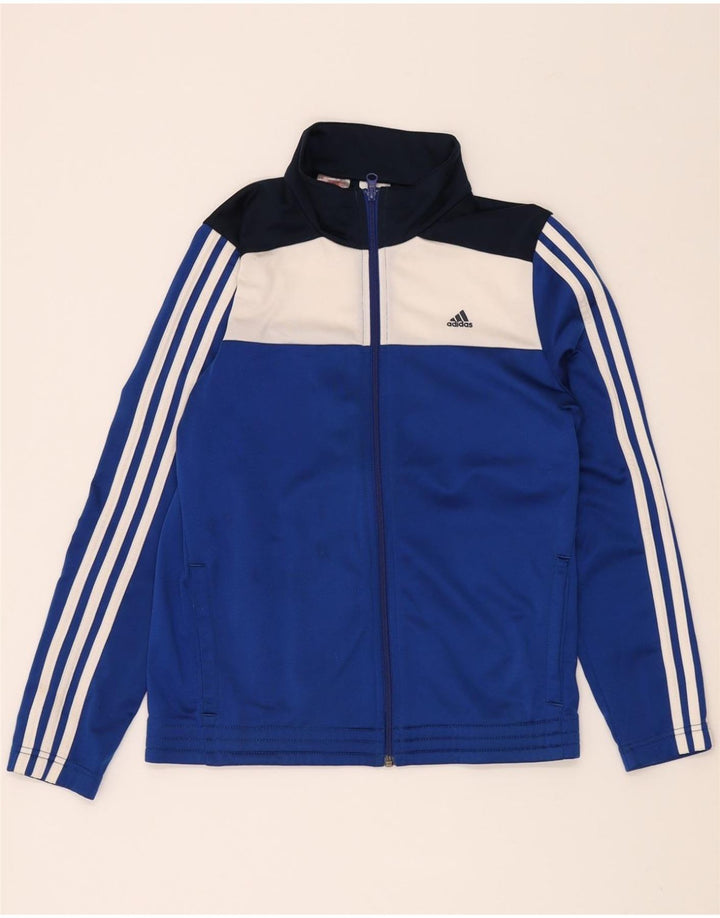ADIDAS Boys Tracksuit Top Jacket 11-12 Years Blue Colourblock Polyester Vintage Adidas and Second-Hand Adidas from Messina Hembry 