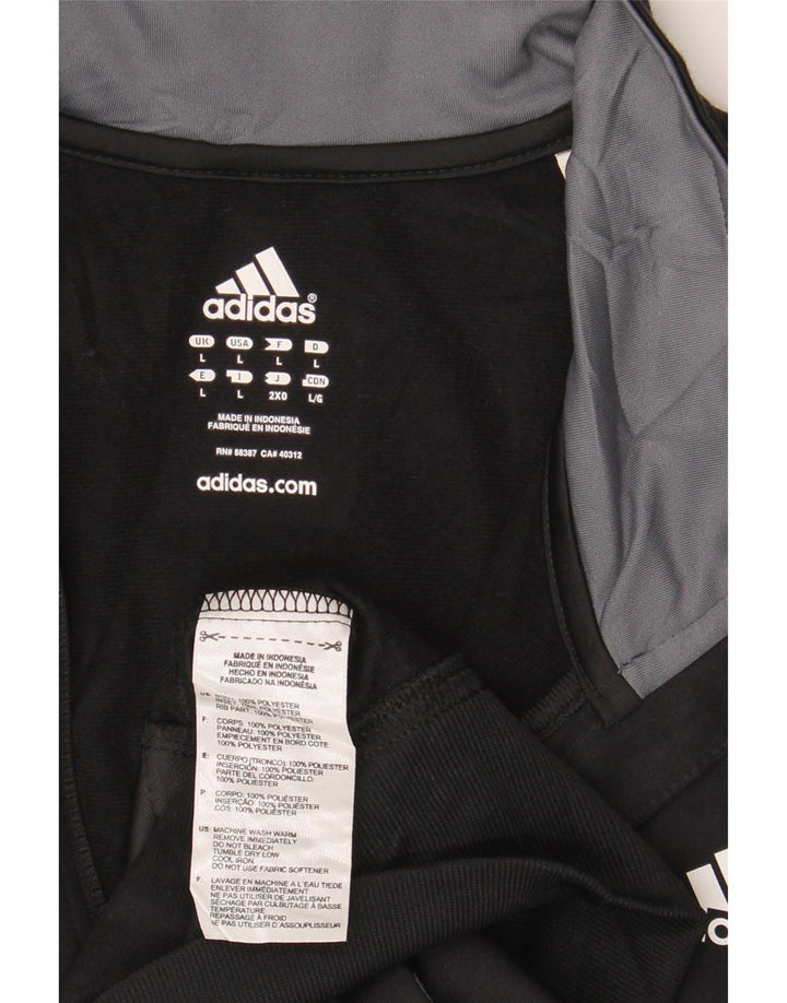 Adidas Mens Tracksuit Top Jacket Large Black Colourblock Polyester