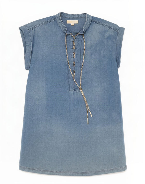 Abito a trapezio da donna Michael Kors UK 10 piccolo Lyocell blu