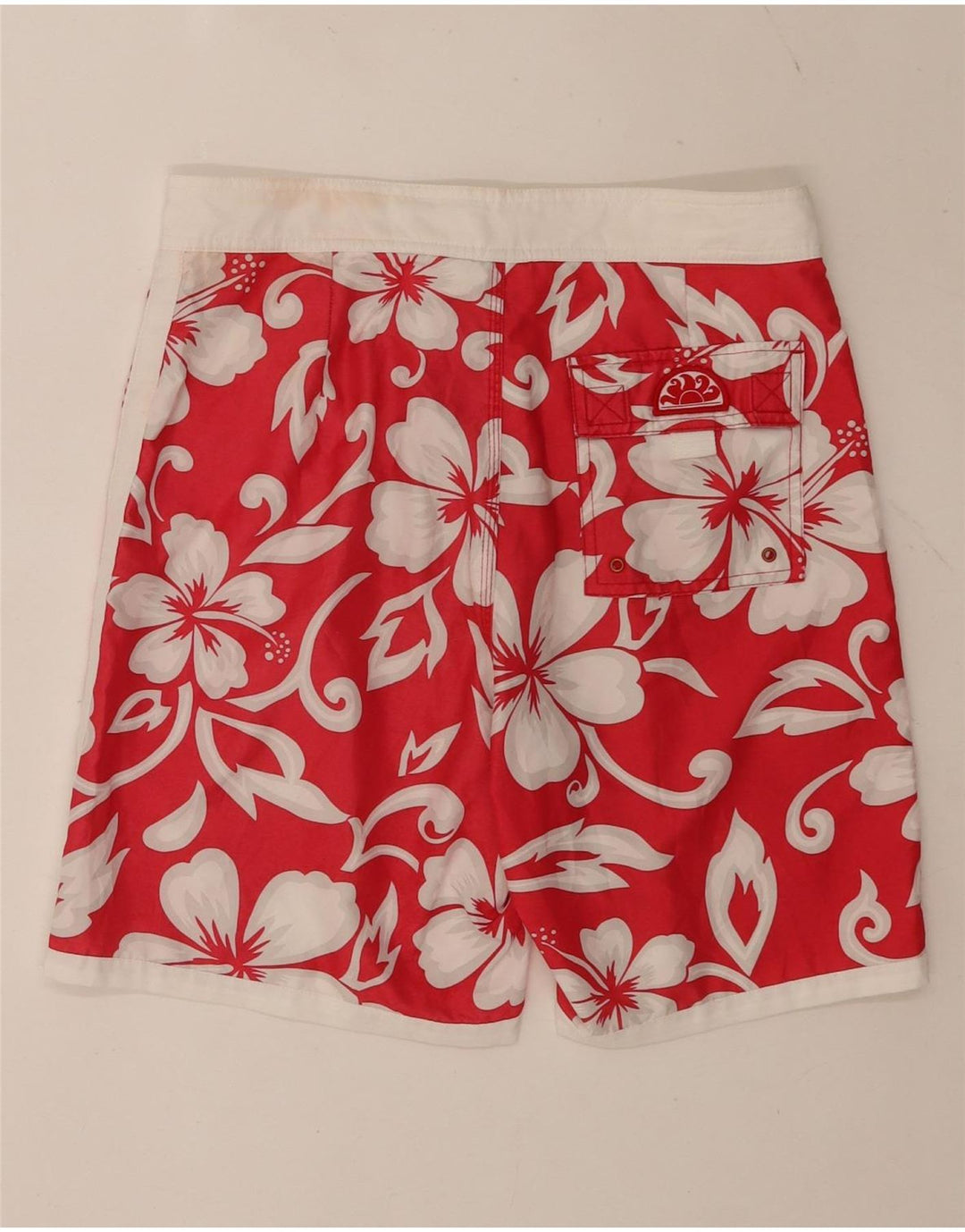 Sundek Mens Swimming Shorts Medium Red Floral Polyester