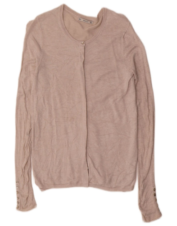 Zara Damen-Cardigan-Pullover UK 10 Small Beige Viskose