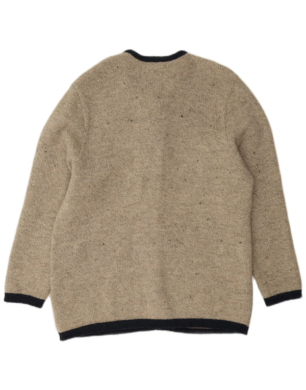 Giesswein Dame Grafisk Cardigan Sweater UK 16 Large Grey Flecked Novelty