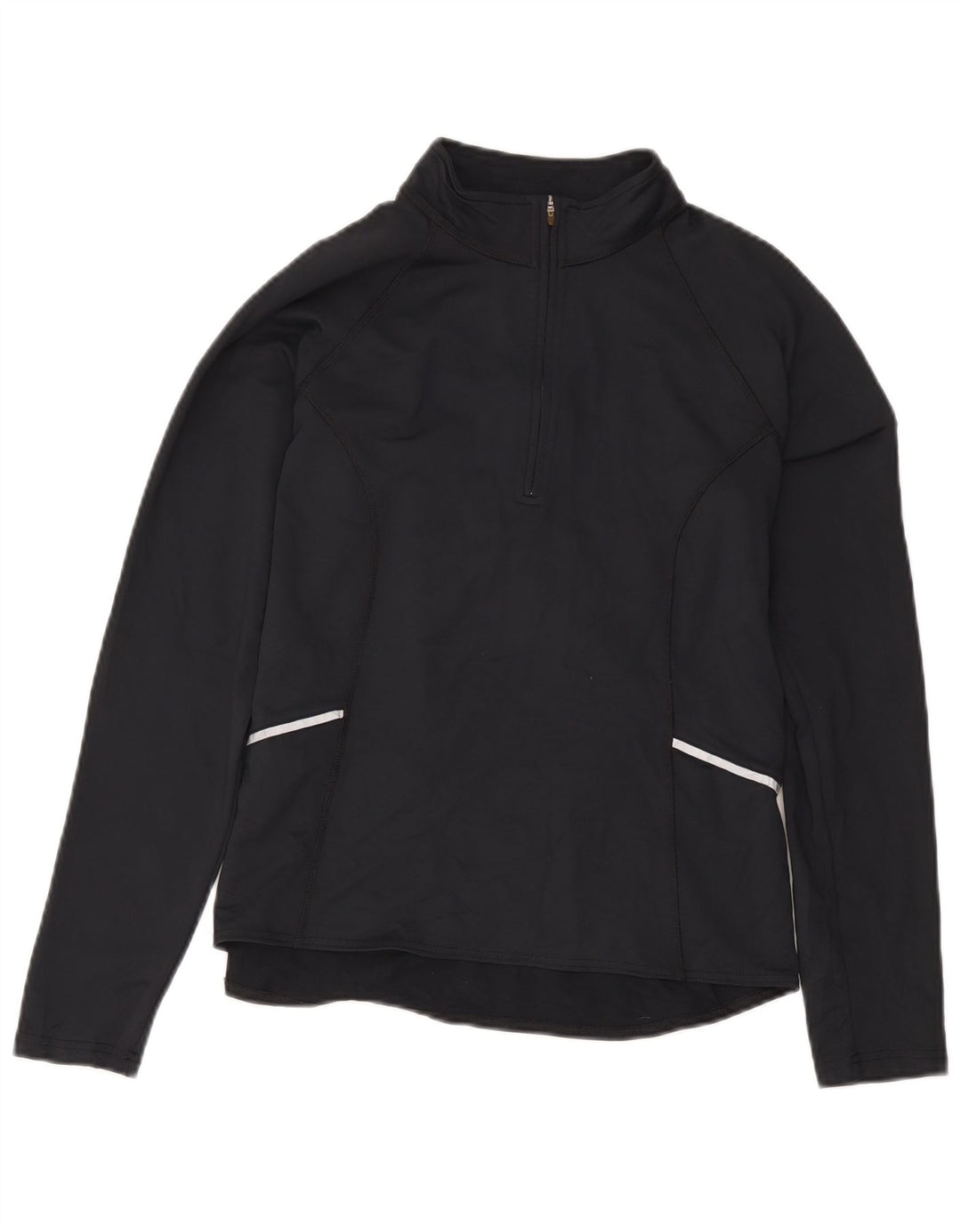 L.L.Bean Womens Zip Neck Pullover Tracksuit Top UK 14 Medium Black Nylon