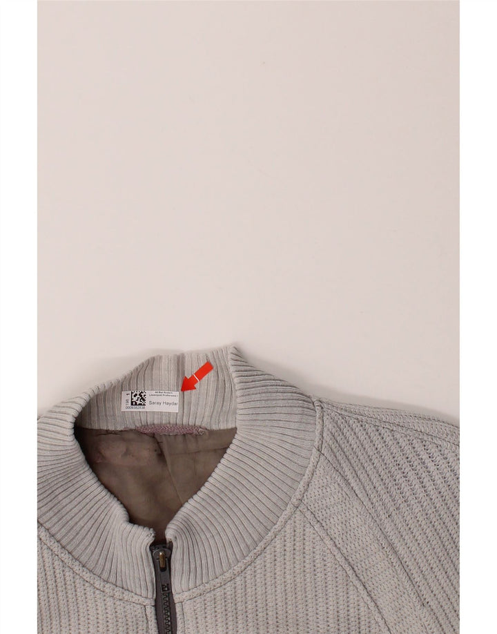 VINTAGE Mens Knit Bomber Jacket UK 38 Medium Grey Vintage Vintage and Second-Hand Vintage from Messina Hembry 