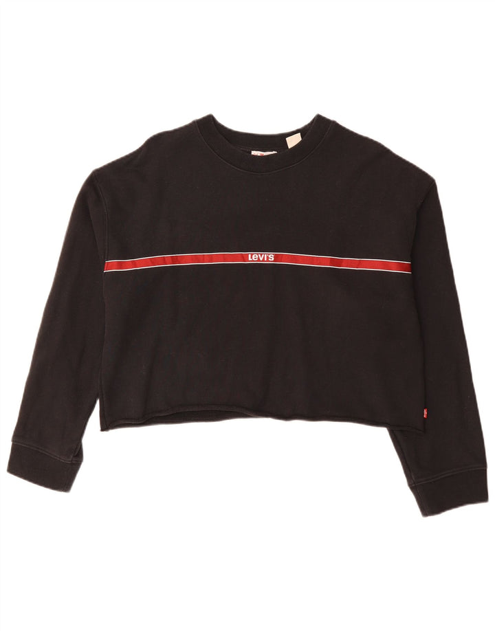 Levi's Womens Crop Oversized Sweatshirt Jumper UK 10 Small Black Cotton