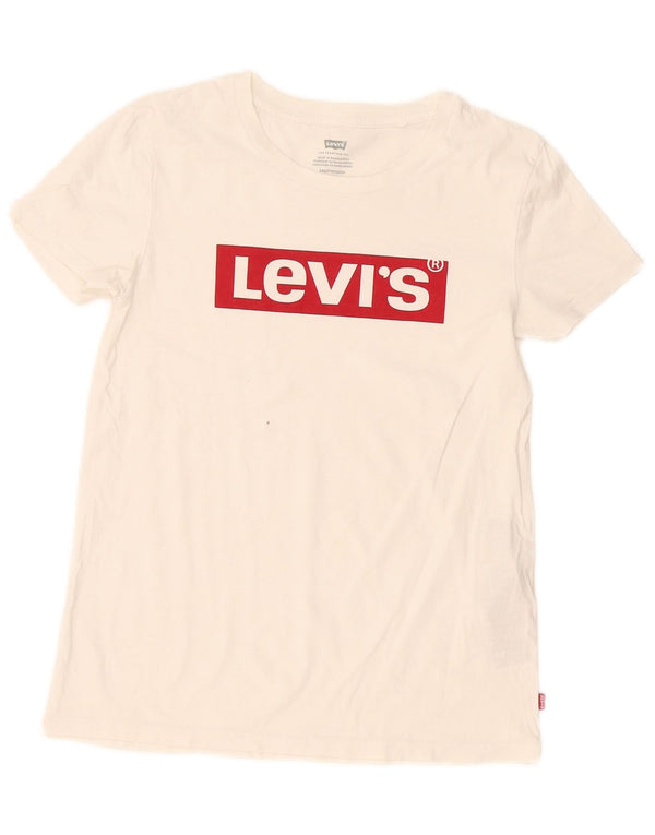 T-shirt grafica da donna Levi's Top UK 2 2XS cotone bianco