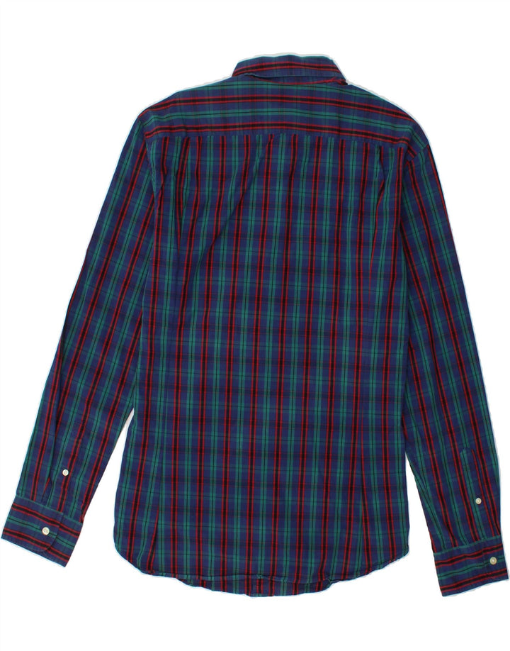 J. CREW Mens Tailored Fit Shirt Medium Navy Blue Check Cotton Vintage J. Crew and Second-Hand J. Crew from Messina Hembry 