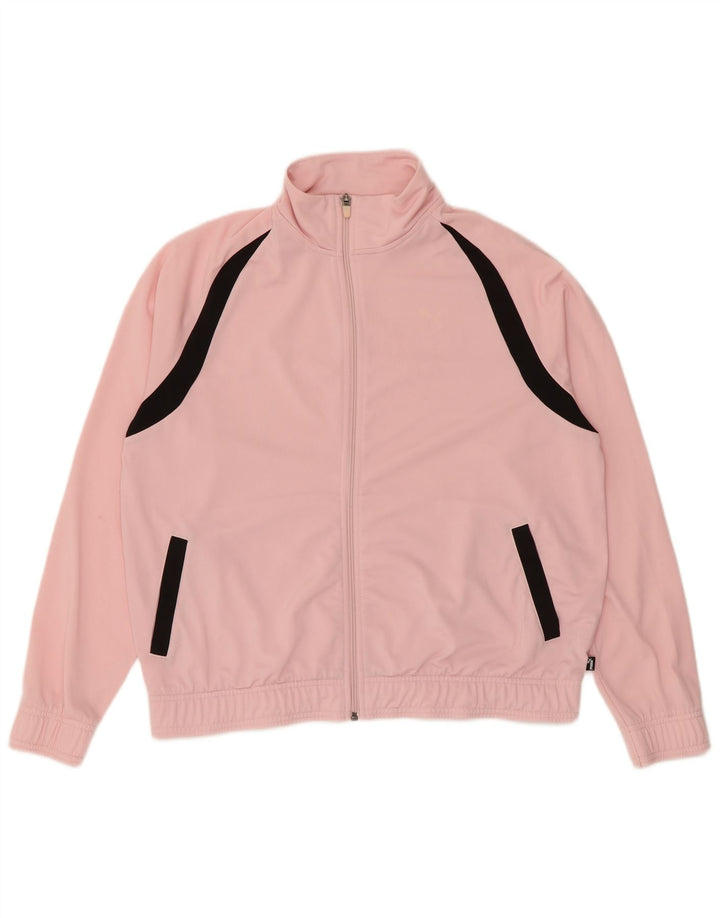 Puma Womens Oversized Tracksuit Top Jacket UK 16 Large Pink Colourblock