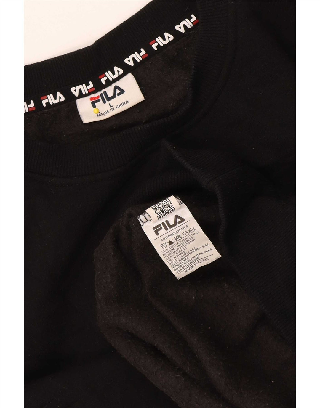 Fila Womens Sweatshirt Jumper UK 14 Large Black Cotton