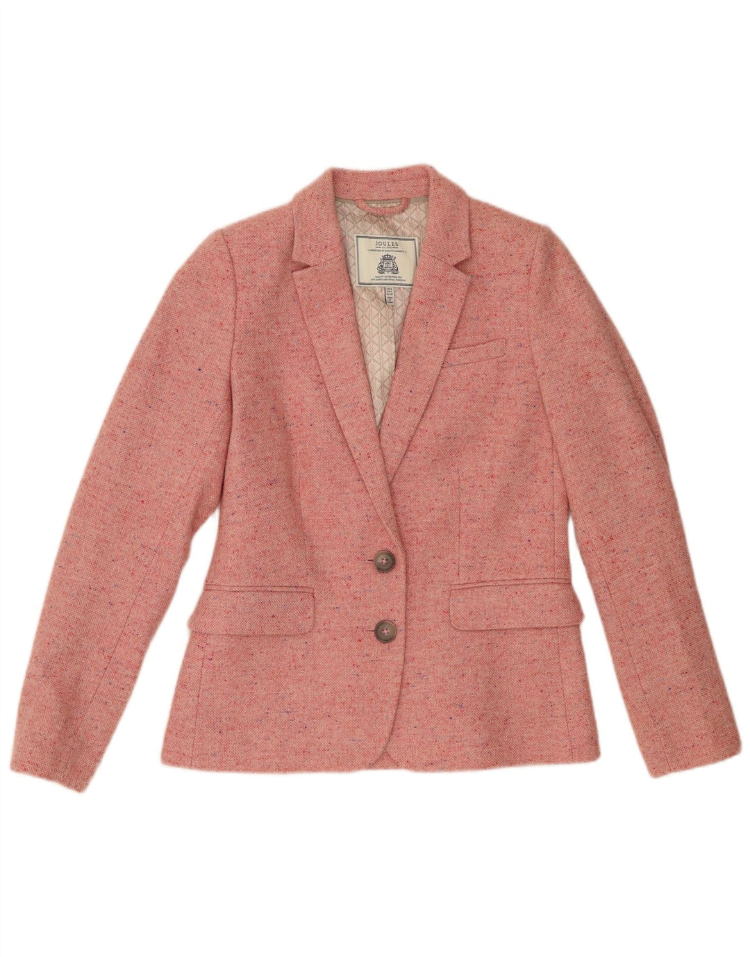 Chaqueta tipo blazer de 2 botones para mujer Joules UK 8 Small Lana moteada rosa