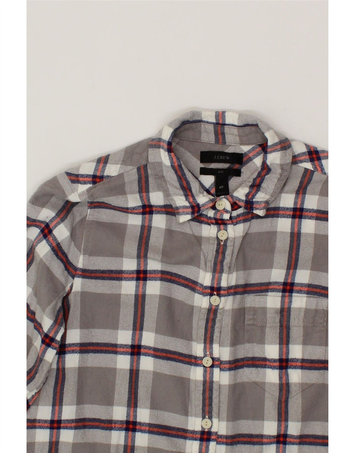J. CREW Womens Boy Fit Longline Flannel Shirt US 4 Small Grey Check Vintage J. Crew and Second-Hand J. Crew from Messina Hembry 